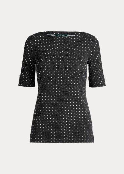 Tops Ralph Lauren Mujer Negros / Creme - Polka-Dot Cotton-Blend - QDGEP9430